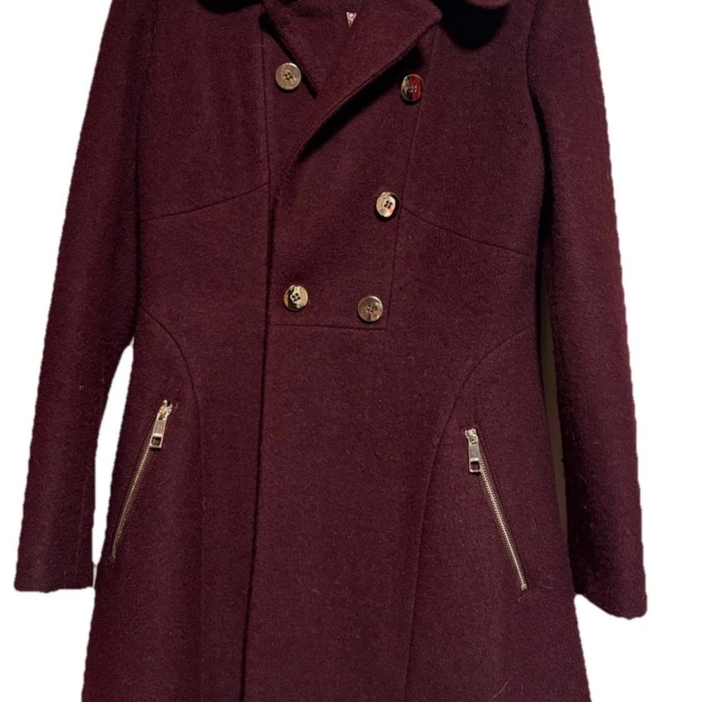 Guess Women's Double-Breasted Plum Pea Coat